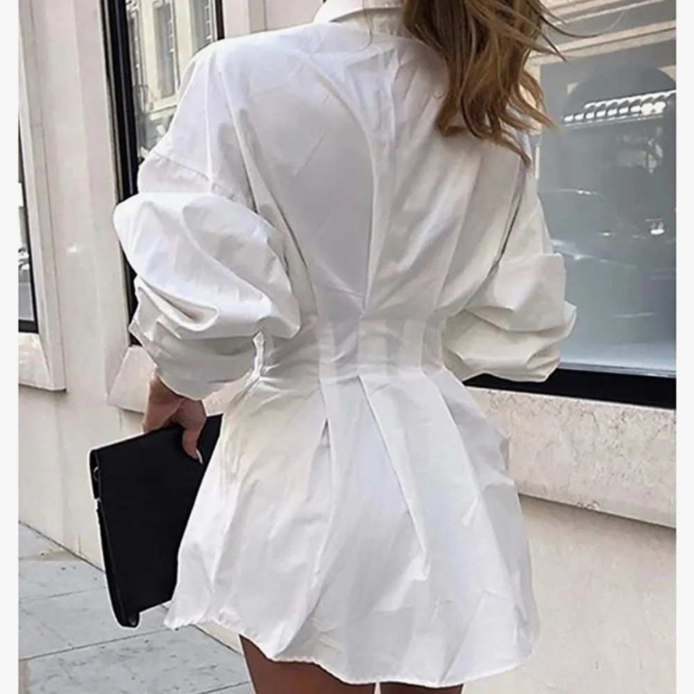 New Y2K Elegant White Shirt Dress size S - Picture 2 of 3